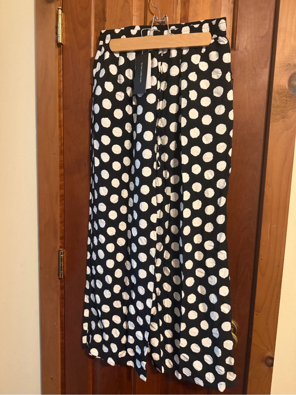 PrettyGarden Black and White Polka Dot Wide Leg Flowy Pants - Classic Print